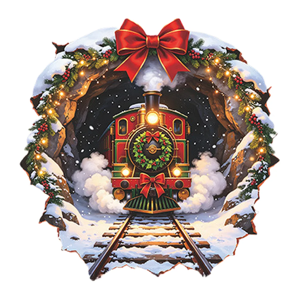Christmas Window Decoration Sticker Featuring Steam Train Design with for static Cling for Glass Doors and Mirrors