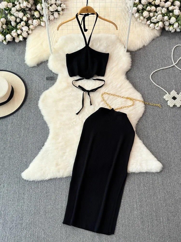 

Женский комплект Beach Vaion с открытыми плечами Dr Ne Hanging Sle, весна-лето, модный уникальный комплект из двух предметов