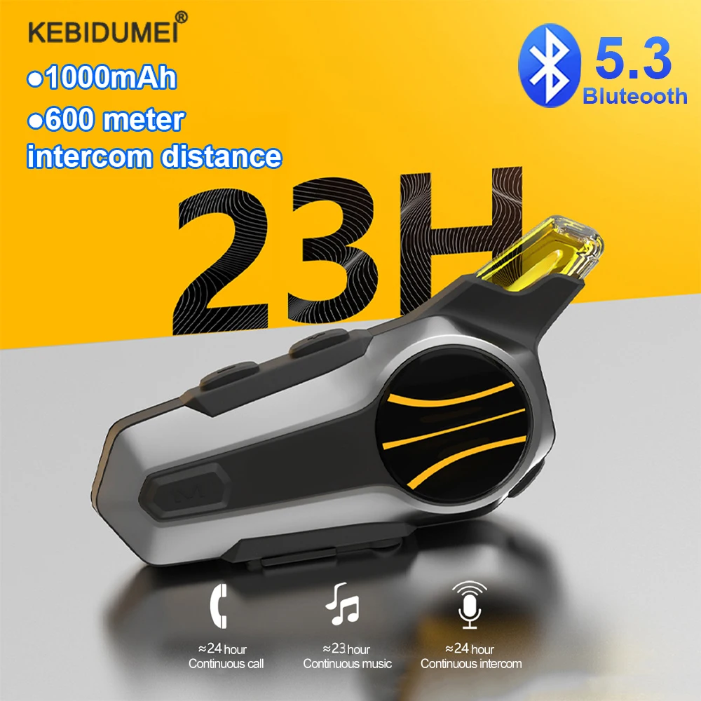 Bluetooth 5.3 Earphone Motorcycle Helmet Headset 600M Motorcycle intercom Moto Wireless Headphones IPX67 Waterproof Communicator