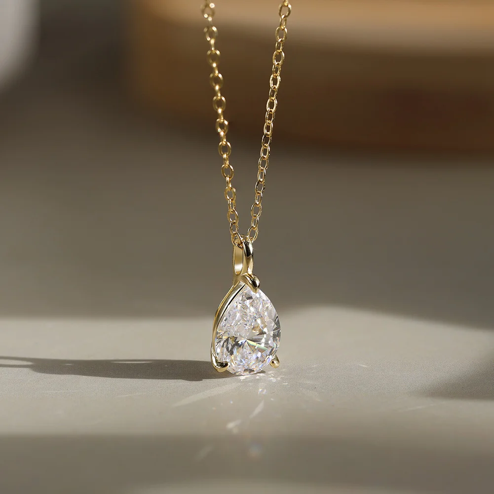 KISS MANDY S925 Silber Wasser Tropfen Anhänger Schlüsselbein Halskette Valentinstag Geschenk 8A Zirkonia Mode Schmuck Zubehör LZN04