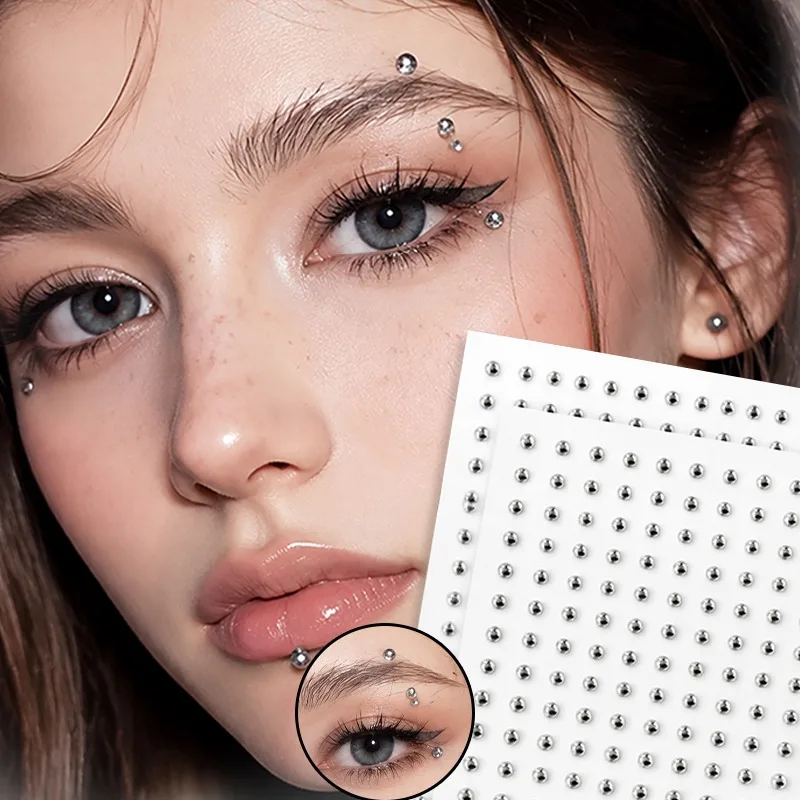 Silvery Fake Lip Eyebrow Ear Stickers Non Piercied Earring Studs Teens Hip hop Fake Nose Nails Ring Body Belly Button Jewelry