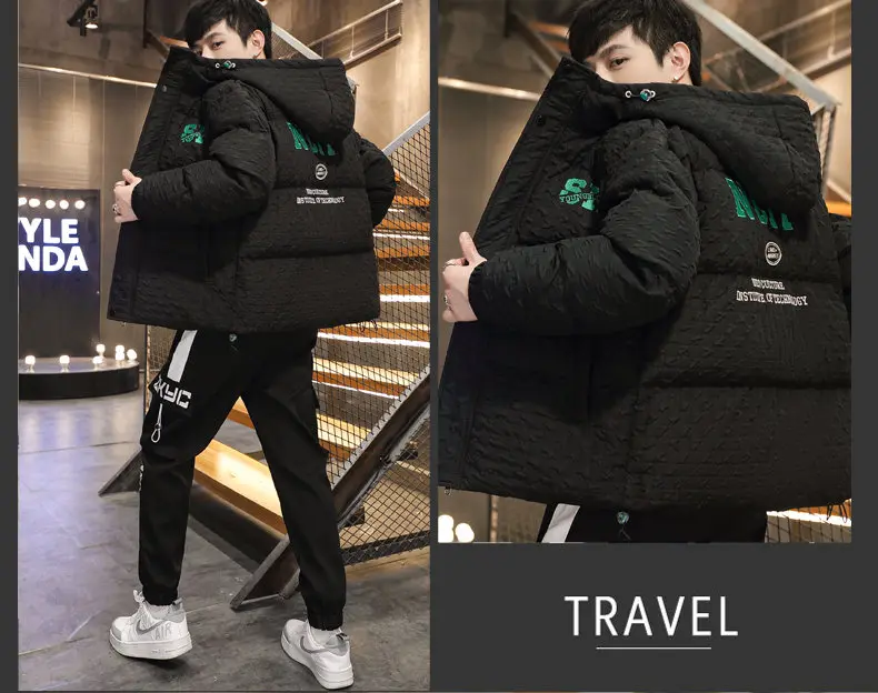 Winter Trendy Parkas Cotton-padded Coats Jacket Men Parkas Outdoor Hooded Coat Casual Windbreaker Thick Warm Coat