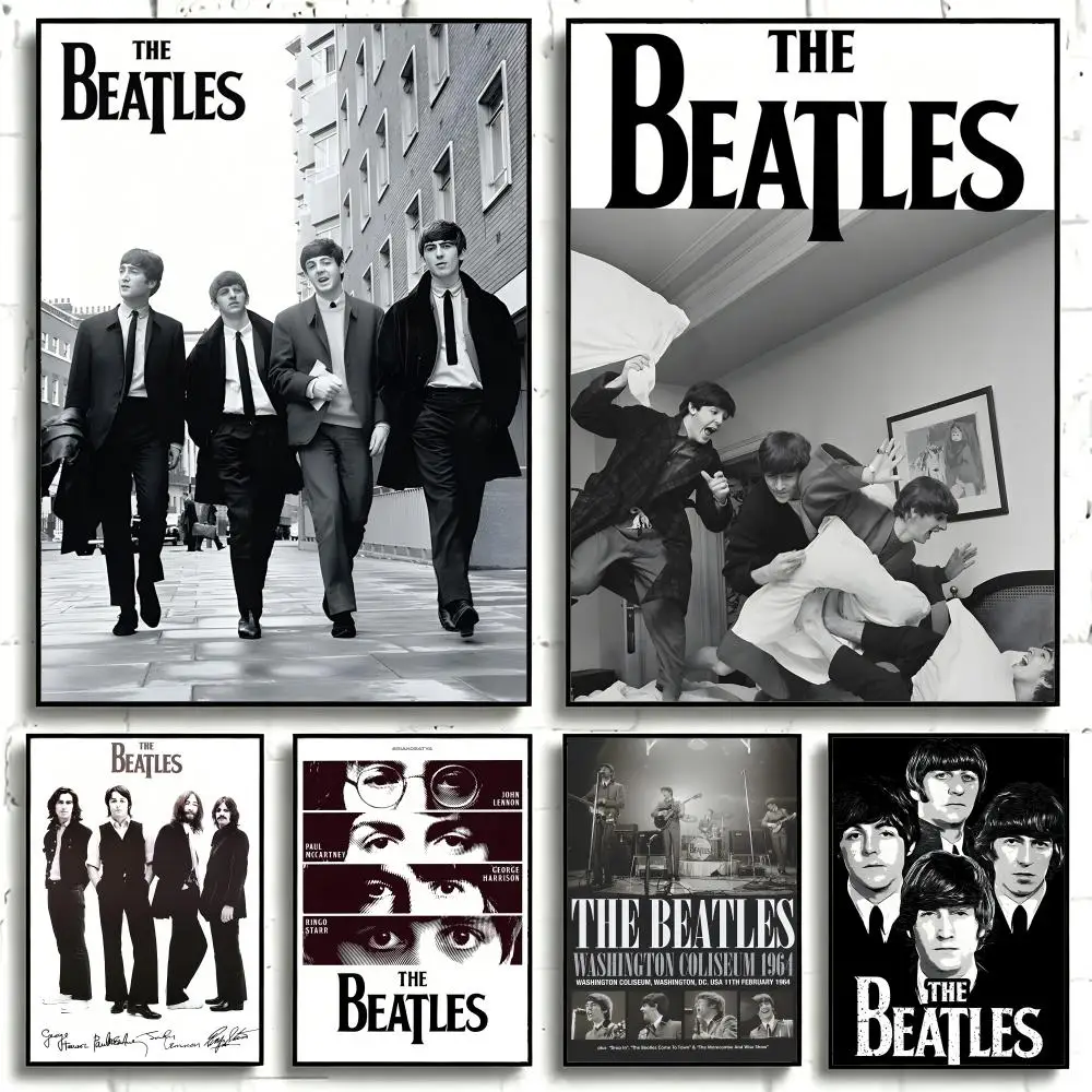 Band The Beatles Poster Self-adhesive Art Waterproof Paper Sticker Coffee House Bar Room Wall Decor