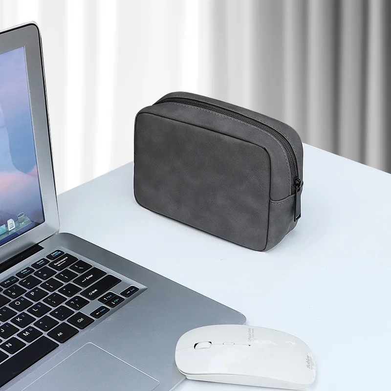 Waterproof European&American Sheepskin Digital Accessory Storage Headphones Mouse Data Cable Power Bank Protection Charger Bag