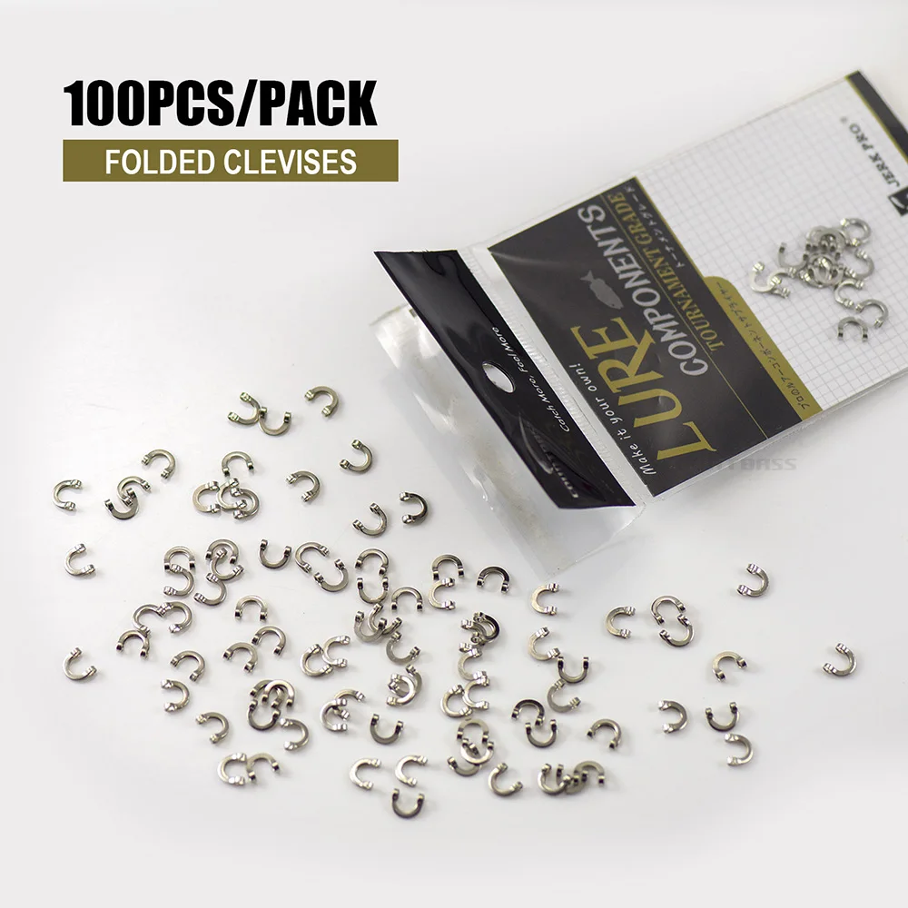 100pcs Folded Clevises Brass material Nickel color DIY spinnerbatis spinner fishing lures accessories, free shipment