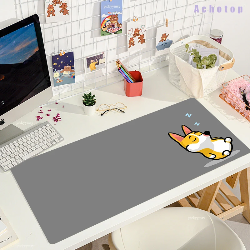 

grey Cute Cat and Kerky dog HD Thickened Mouse Pad purple Cartoon Animal Personality Oversized Gaming Keyboard large Table Mats