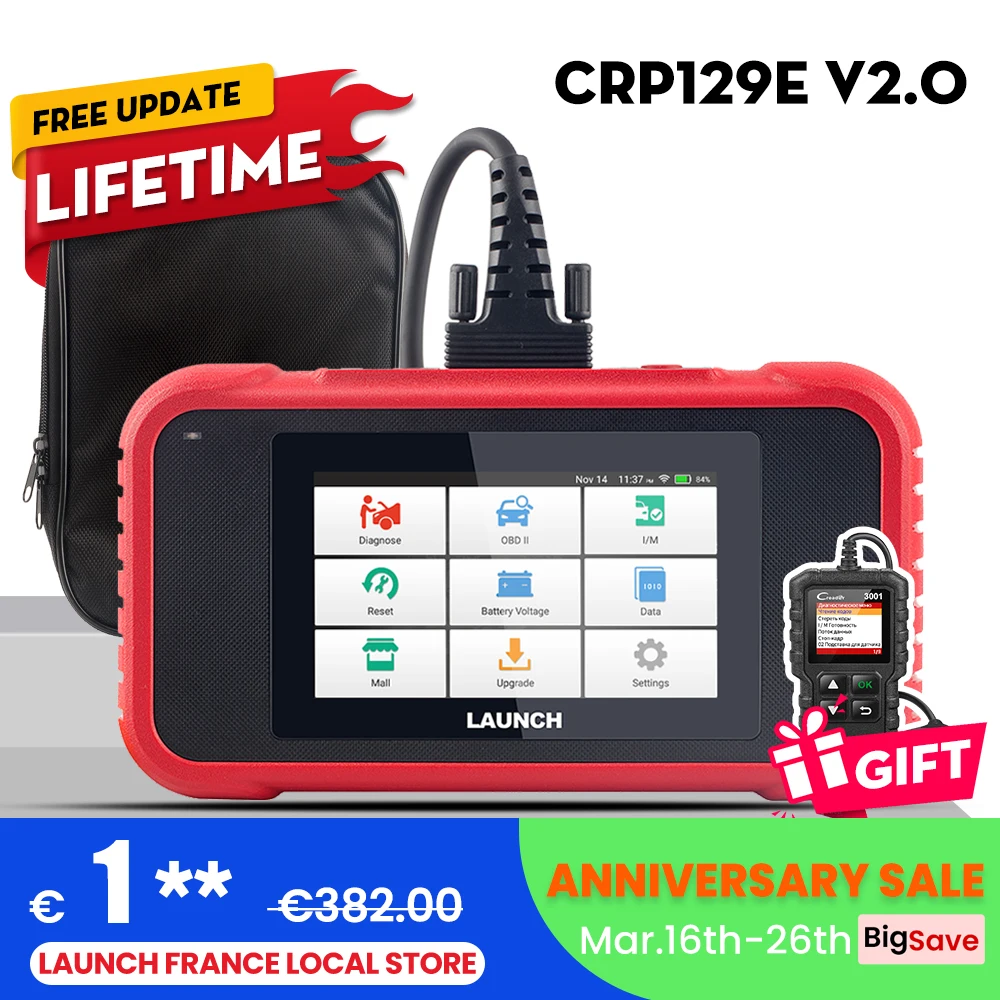 LAUNCH X431 CRP129E V2.0 OBD2 Car Auto Scanner Engine ABS SRS AT Code Reader 12 Reset adblue TPMS DPF Oil SAS EPB ETS AUTO VIN