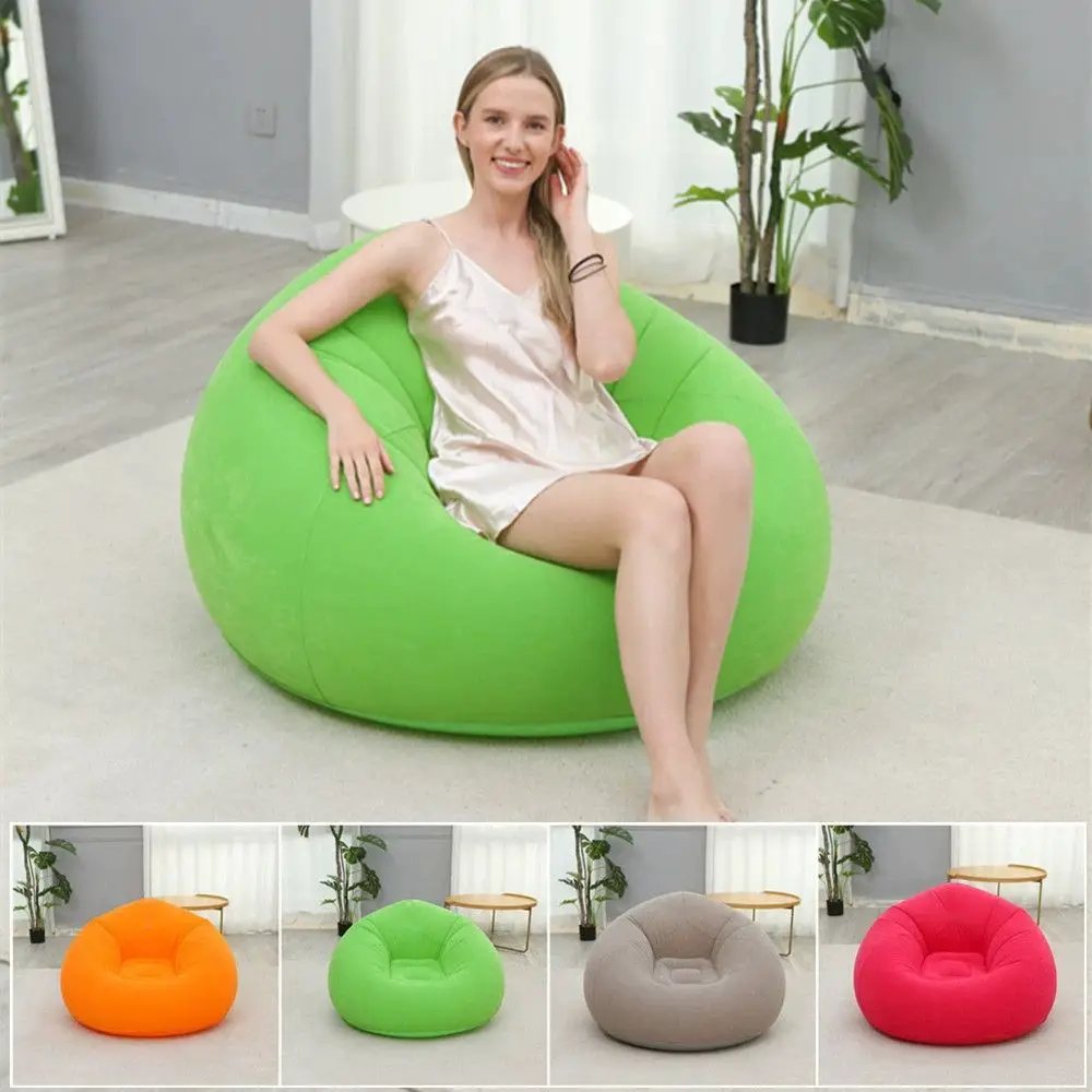 New inflatable spherical sofa pvc flocking lazy sofa, foldable storage single inflatable backrest sofa