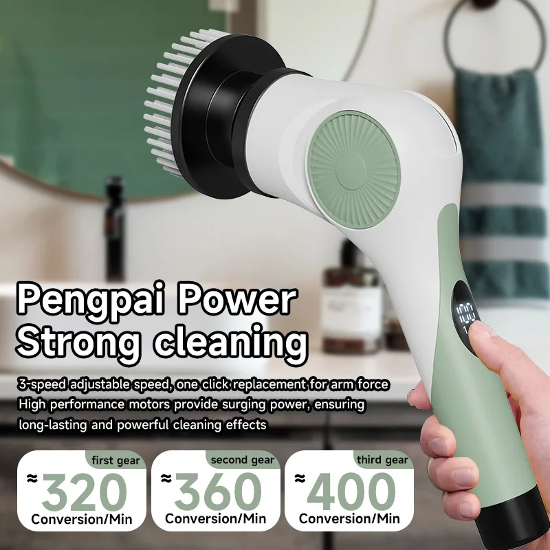 NEW 8-in-1 Electric Spin Scrubber Wireless Cleaning Brush IPX7 Waterproof Bathroom Scrubber Adjustable Extension Handle