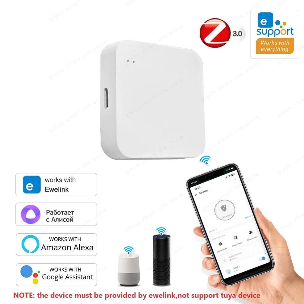 Zigbee Wireless Hub Gateway Bridge Smart Home Automation For Zigbee Devices Via Ewelink APP Alexa Google Assistant Alice