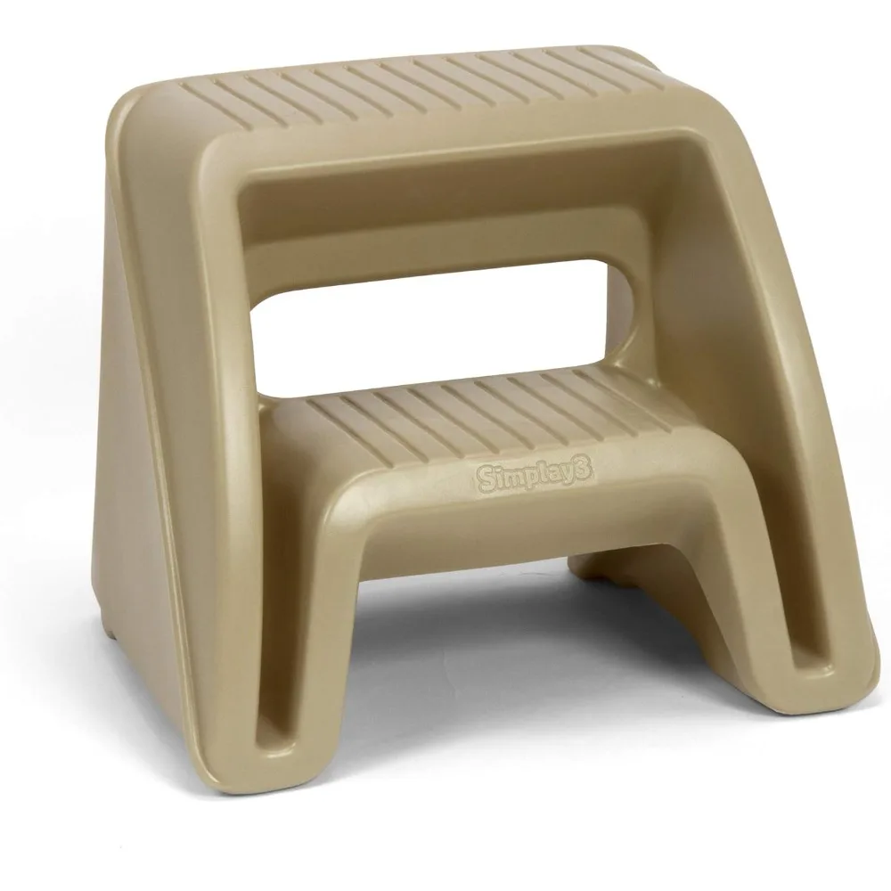 

Handy Home Step Stool Plastic Two-Step Stool Seat - Indoor or Outdoor Use - 15.5" x 19" x 16" - Tan, Made in USA