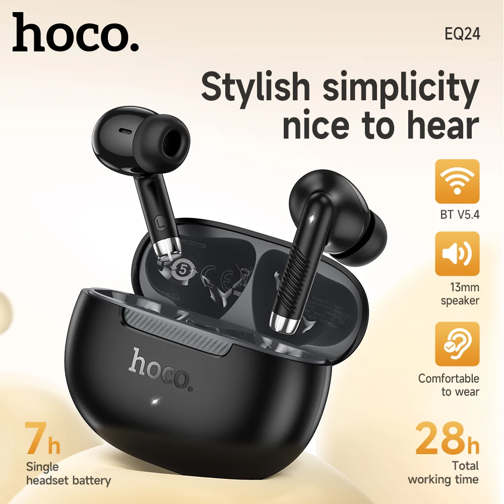 

HOCO EQ24 Bluetooth 5.4 Earphones Wireless Headsets Sports Headphones For Mobile Phone In Ear Hifi Sounds Quality Stereo Earbuds