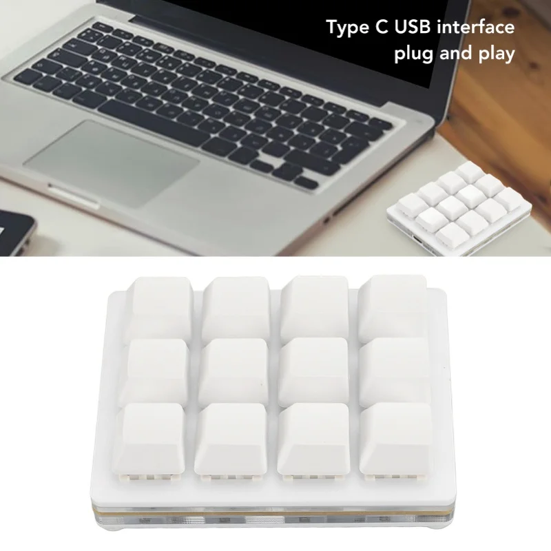 

12 Key Mechanical Gaming Keyboard Mini USB Wired RGB Red Switch Programmable Macro Keyboard White