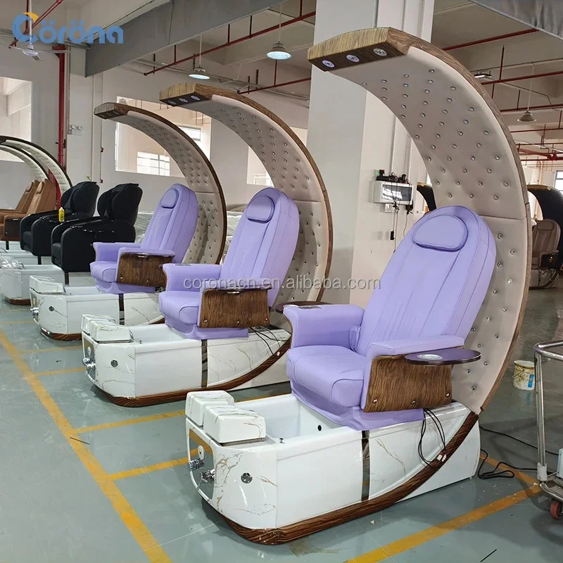 Professional Luxury Modern Electric Massage Pedicure Chair for Nail Salon with Foot Spa Basin