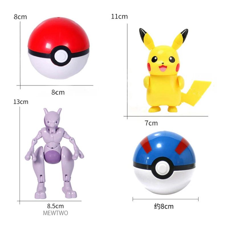 Pikachu mewtwo gyarados Pocket Monster pokeball ตุ๊กตาขยับแขนขาได้โปเกมอนของขวัญของเล่นเด็ก