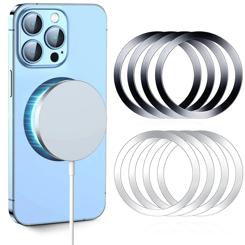 

Универсальное магнитное металлическое кольцо для беспроводного зарядного устройства Magsafe, наклейка из железного листа, магнитный автомобильный держатель для телефона для iPhone Xs Max XR
