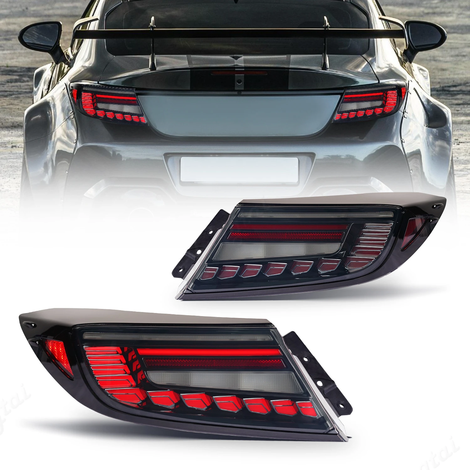 Pair For 2021 2022-2023 Toyota 86 GR86 & BRZ, LED taillight assembly modification, brake lights, turn signals, reverse lights