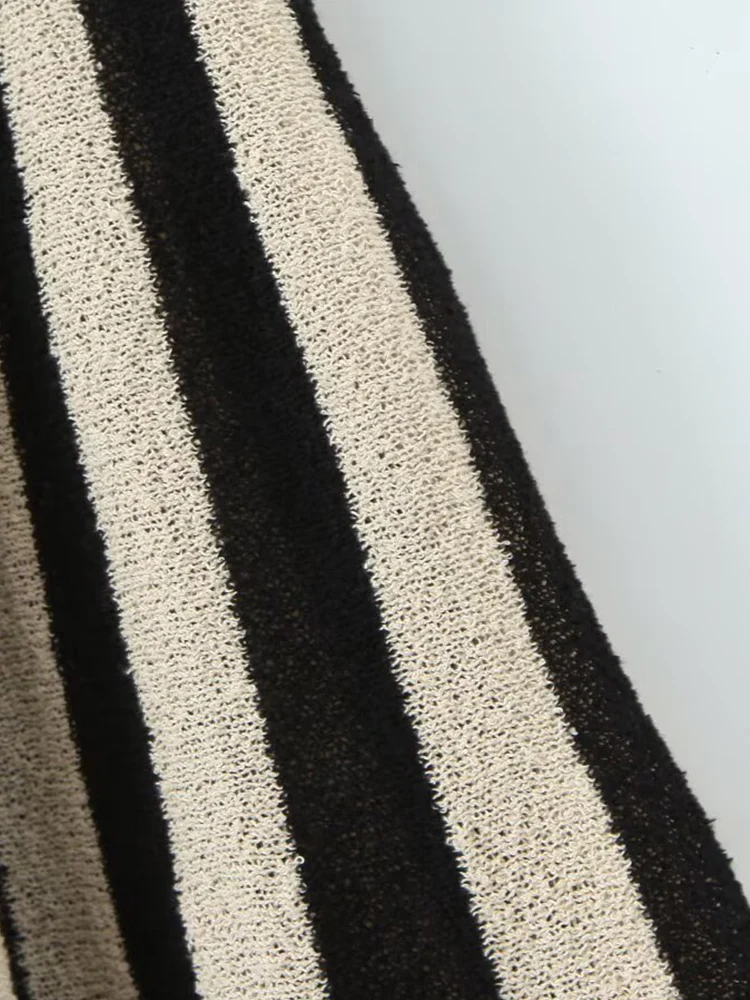 Europäischen und Amerikanischen stil herbst frauen neue mode temperament rundhals ärmelloses gestrickte gestreifte kleid