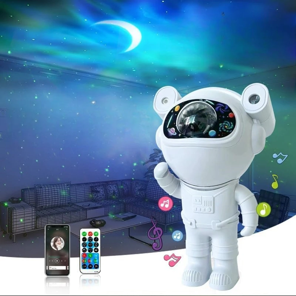 USB Bluetooth astronaut starlight projector LED bedroom ambiance night light aurora moon astronaut Bluetooth speaker
