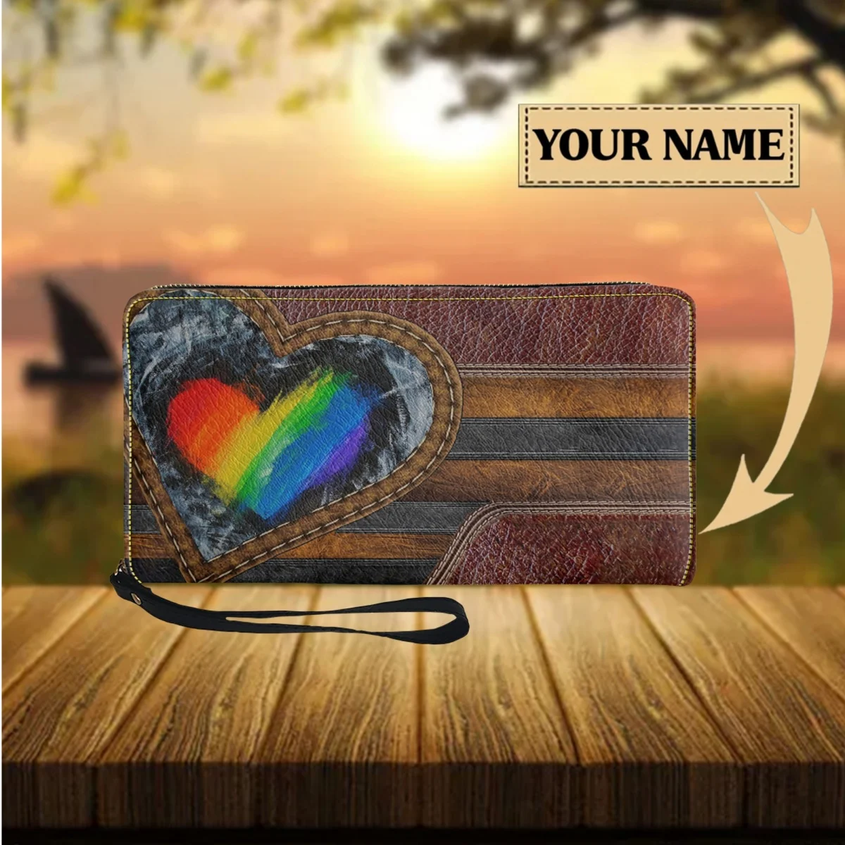 Women Wallet LGBT Gay Pride Printed PU Leather Zipper Long Wallet Creative Rainbow Flag Design Business Card Holder Clutch Gift