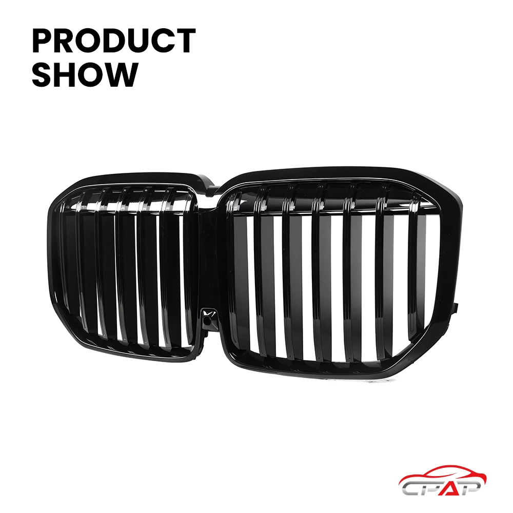 Auto Frontstoßstange Nierengitter Grills Einzelne Lamellenhaube Racing Grill Glänzend Schwarz Für BMW X7 G07 LCI 2023-IN – Detail 3