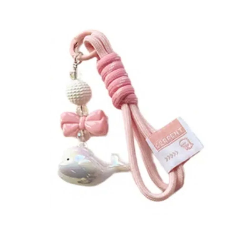Creative Cartoon Whale Keychain Acrylic Decoration Dolphin Bag Pendants Ornaments Accessories Woven Rope Pendant Girls