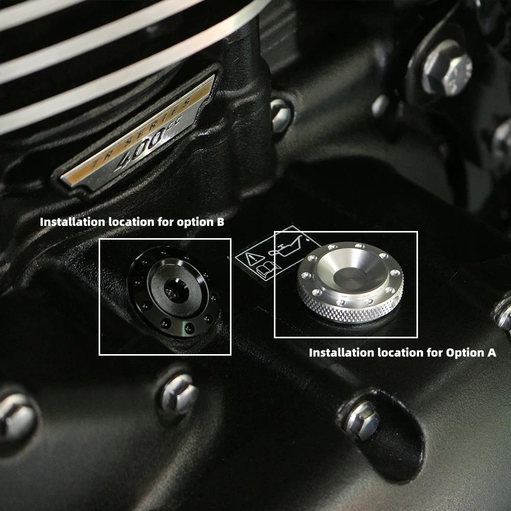 For the Scrambler 400X/Speed 400 T4 modification kit, the oil cap and the oil filler screw are included.