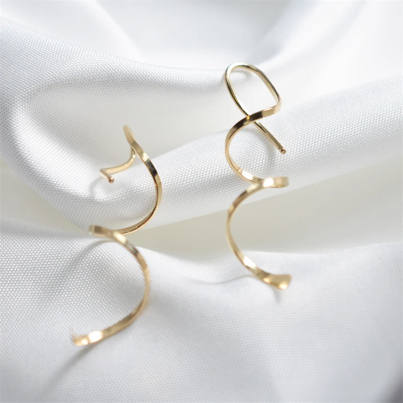 Gold Filled/925 Silver Earrings Handmade Vintage Spiral Brincos Jewelry  Party Pendientes Oorbellen Earrings For Women