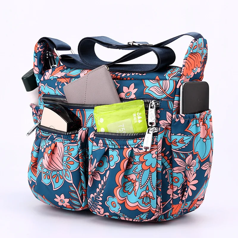 Women Shoulder Bags Casual Anti-theft Multi-layer Large Capacity Waterproof Nylon Messenger Bag Light Weight Travel Handbags