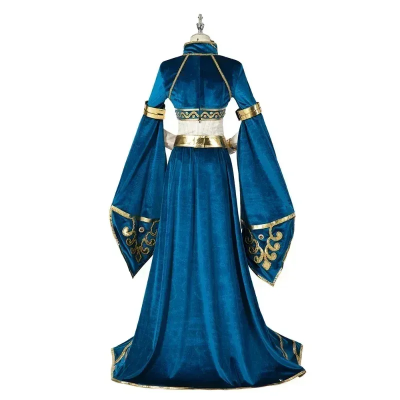 Abito da principessa in velluto blu Zelda Costume cosplay Donna Gonna superiore Completo Set completo e parrucca sono venduti su misura