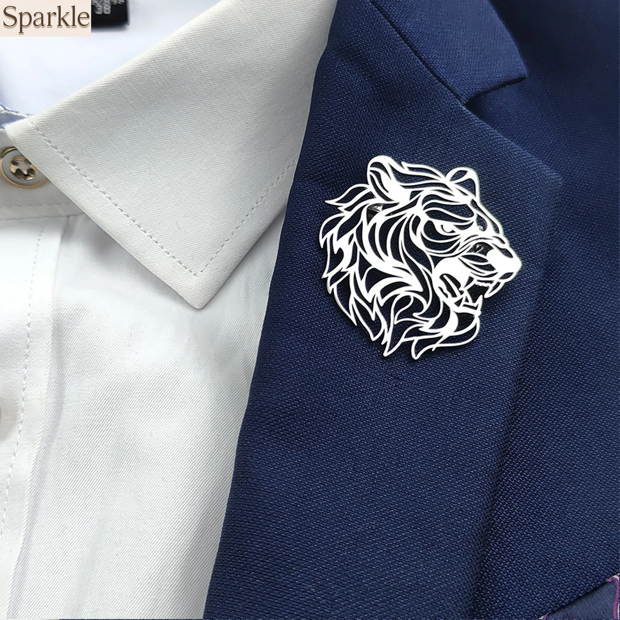 

Punk-Style Tiger Brooch Stainless Steel High-Quality Waterproof Pin Badge for Shoulder Bag And Backpack Decoration