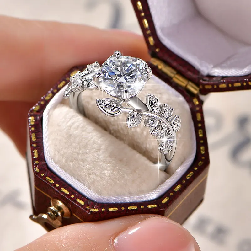 Rrjzz Solitaire 2CT runder Schliff, D-Farbe, VVS1, Moissanit-Verlobungsring, zertifizierter Labor-Imitationsdiamant, Damen-Braut-Ehering – Detail 11