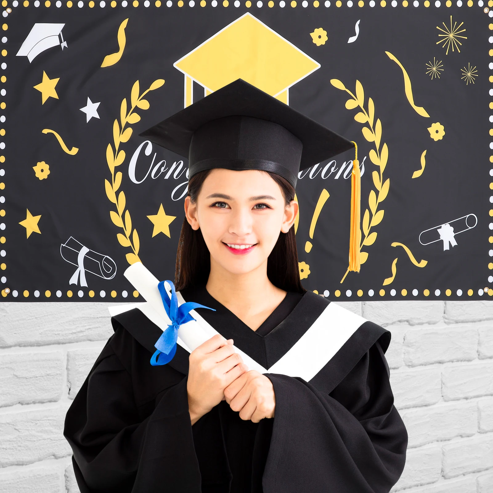 

Graduation Party Banner Cloth 3D Letters Hanging Decor Outdoor Indoor Event Background Backdrop Photo Foldable Lightweight Easy