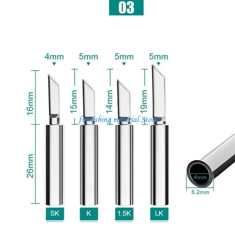 

Y5GD 6 Pieces Soldering Tips Bits- Copper Alloy-plating Soldering Head 936 Lead-Free Environmental