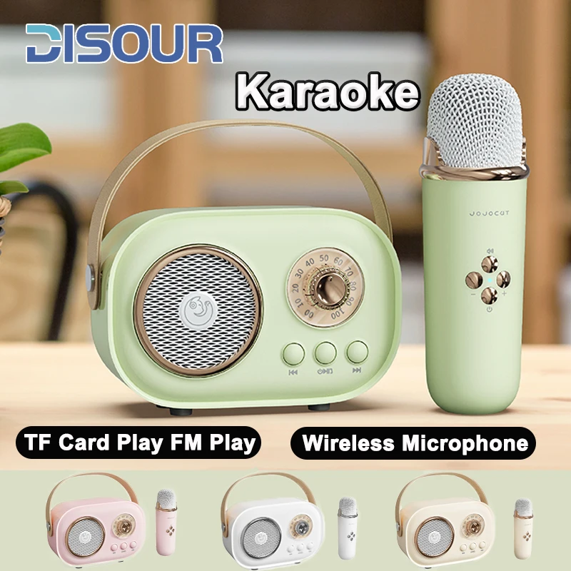 

Bluetooth Speaker With 1-2 Wireless Microphone Support Karaoke TF Card FM Play HIFI Bass Handsfree Call Children's Birthday Gift