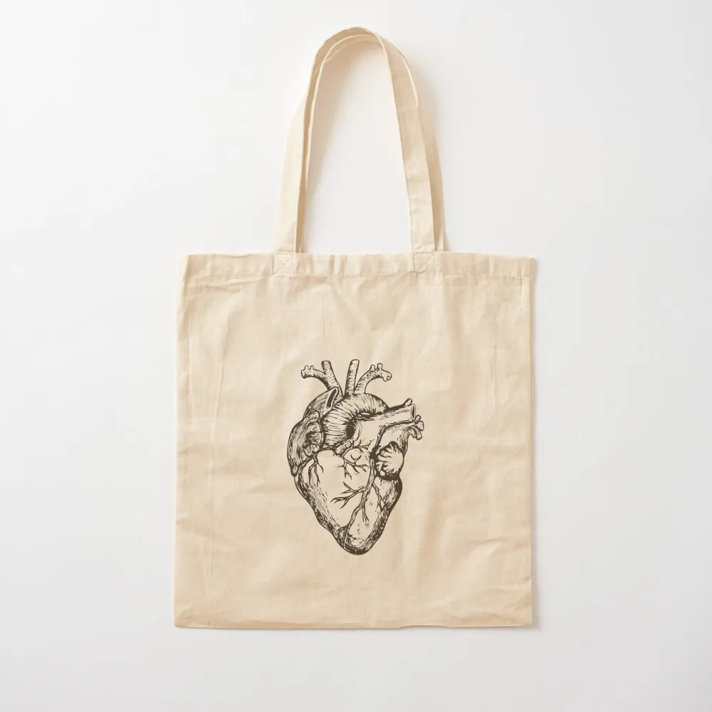 

Anatomical Heart Real Human Heart Shape Ink Drawing Tote Bag personalized tote custom bags Canvas Tote Bag