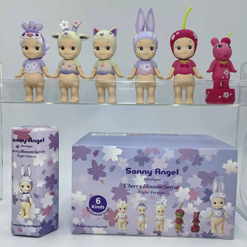 

Sonny Angel Blind Box Purple Cherry Blossom Series Nigbt Minifigure Version Decoration Cute Mystery Surprise Giff