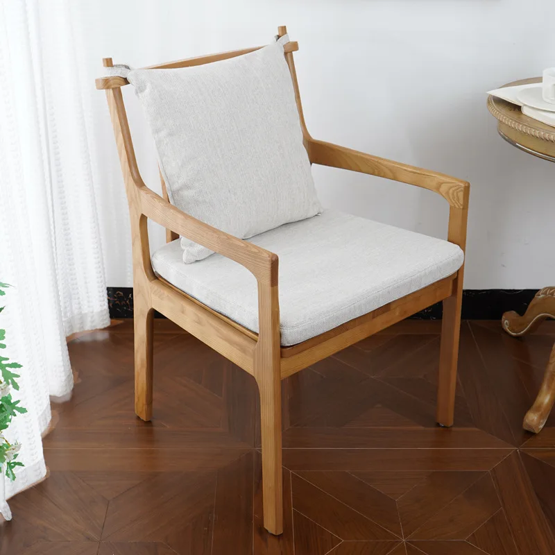 

#For Ash wood dining table and light luxury high-end home back master book table designer solid wood armrest