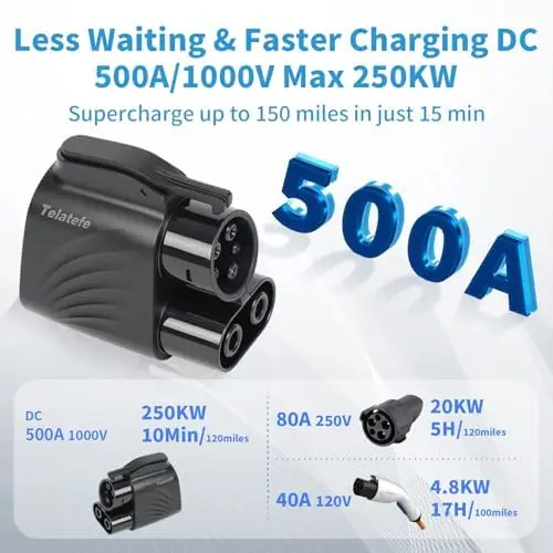 

Адаптер NACS на CCS1 - 250 кВт, 500 А, 1000 В для электромобилей Supercharger, GM, Kia, Rivian