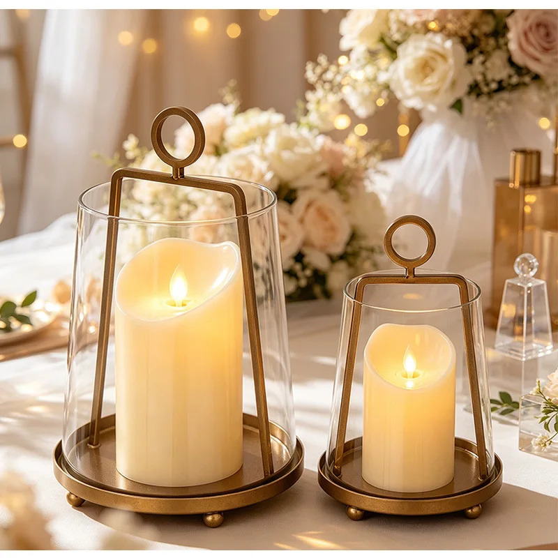 European Home Romantic Candlelit Dinner Creative Retro Glass Candlestickr Windproof Wedding Decoration Ornament Candle Holders