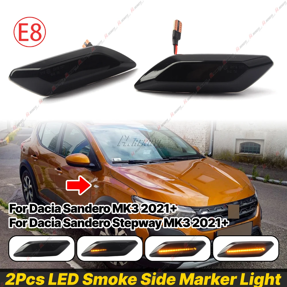 

2Pcs Amber Turn Signal Side Marker Light Front Fender Side Marker Indicator Lights For Sandero Stepway MK3 2021+