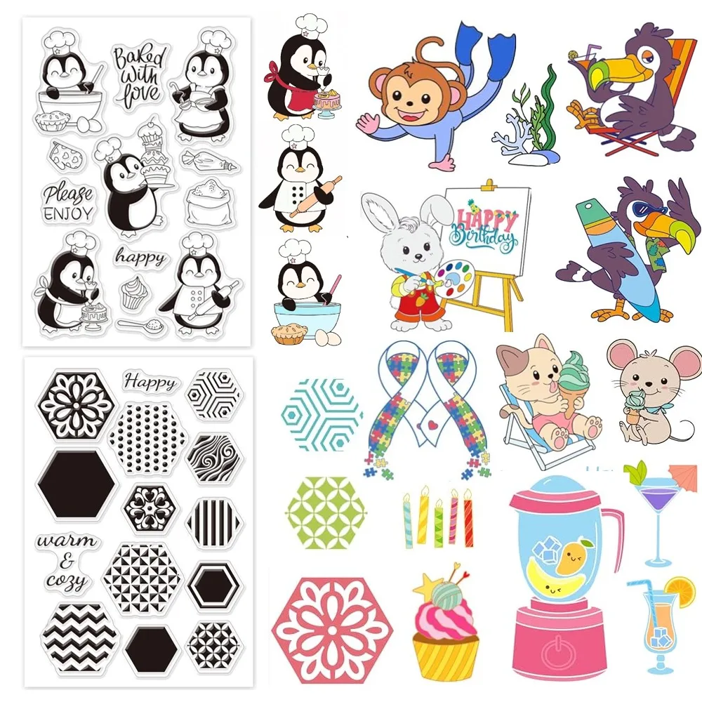 Penguin Chef Silicone Clear Stamps Animals Transparent Stamp for Cards Making DIY Scrapbooking Photo Album Decoration Paper Crad