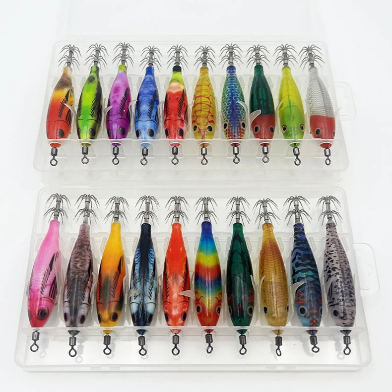 ShareShark 10 Stück/Box 5,7g Garnelen-Angelköder Leuchtender Tintenfisch-Jighaken Meeresangelzubehör Künstlicher Köder Oktopus-Köder – Detail 6
