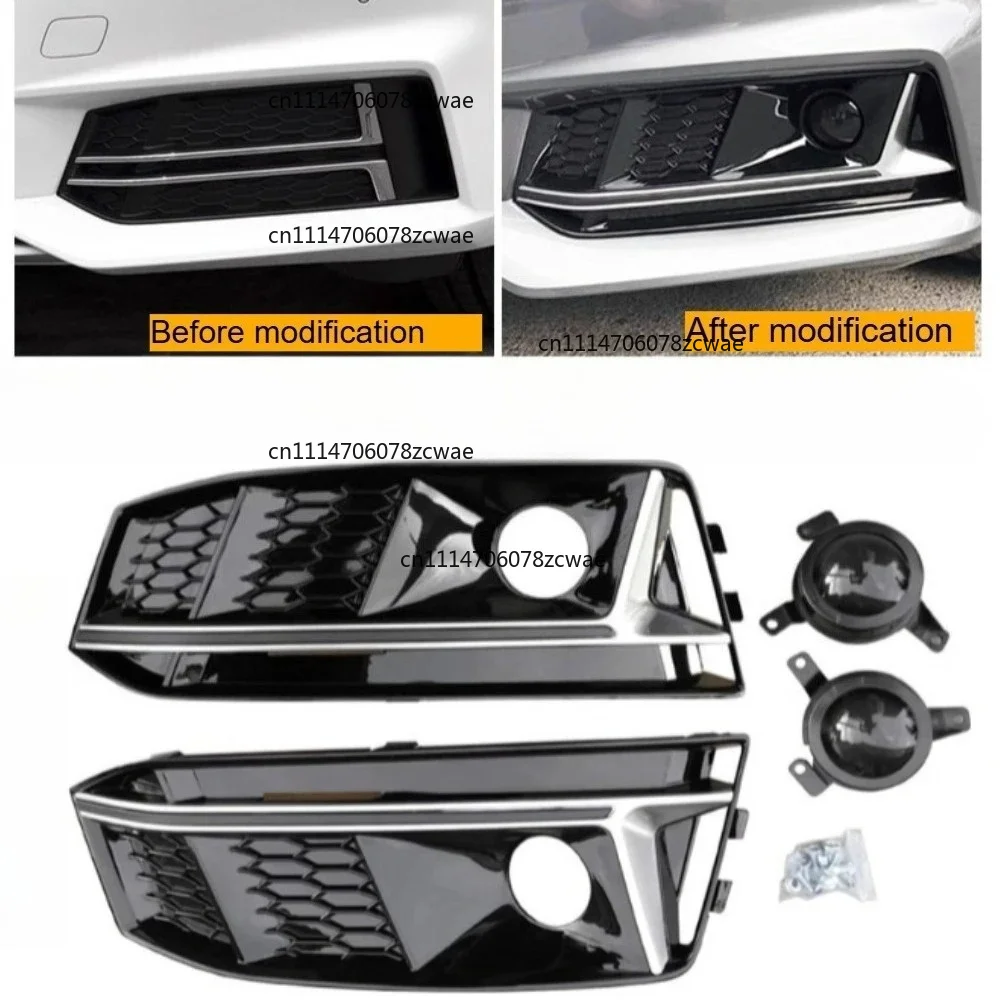 For Audi S4 2017-2019 For Audi A4 B9 modified S4ACC model, front fog light frame, front bar bright black fog lampshade