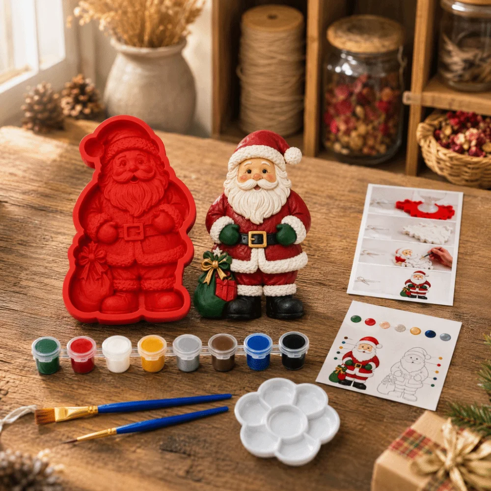 Gypsum Casting Christmas Mold Coloring Craft Set Christmas Craft Kit DIY Painting Craft Kit Pigment Set
