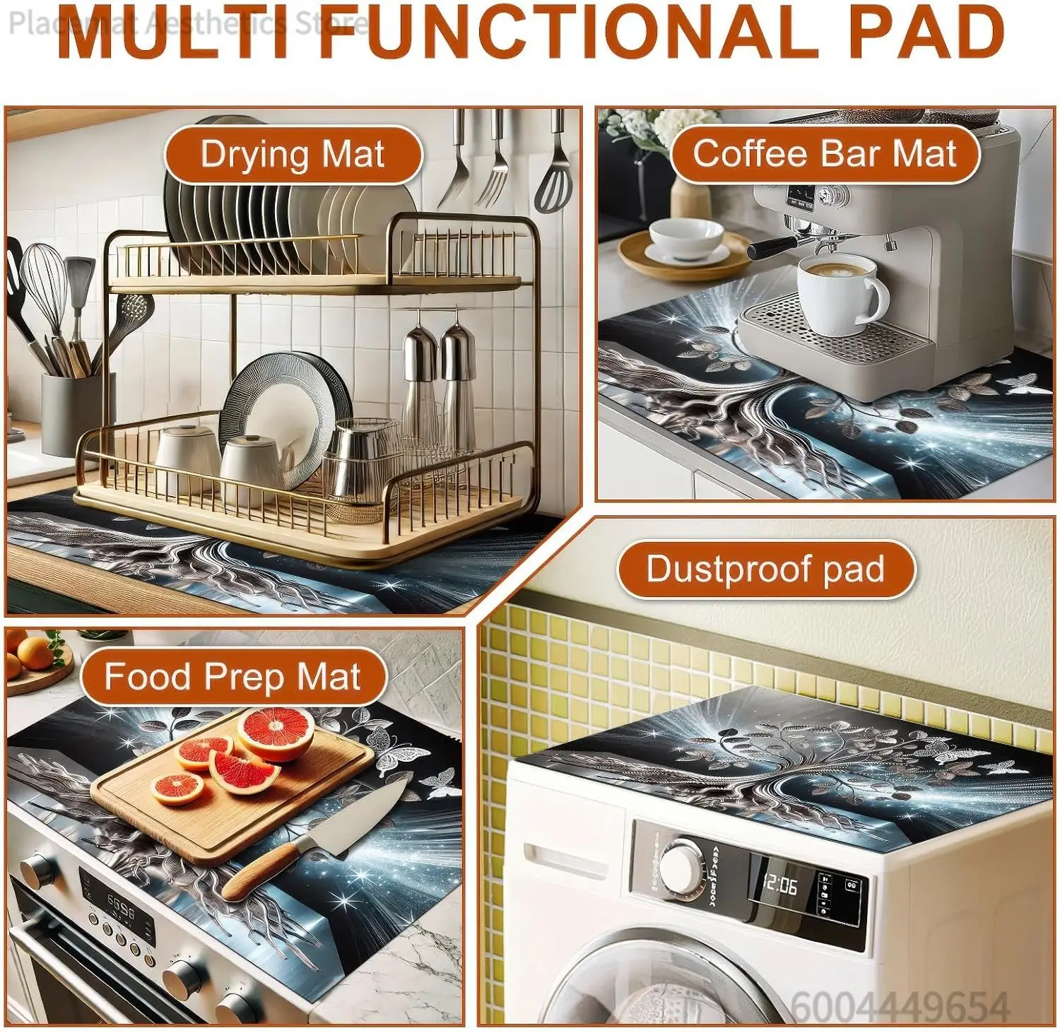 Tree Butterfly Diatomite Stove Top Cover Floral Embossed Heat Resistant Mat for Electric Cooktop Coffee Station Decor Pad