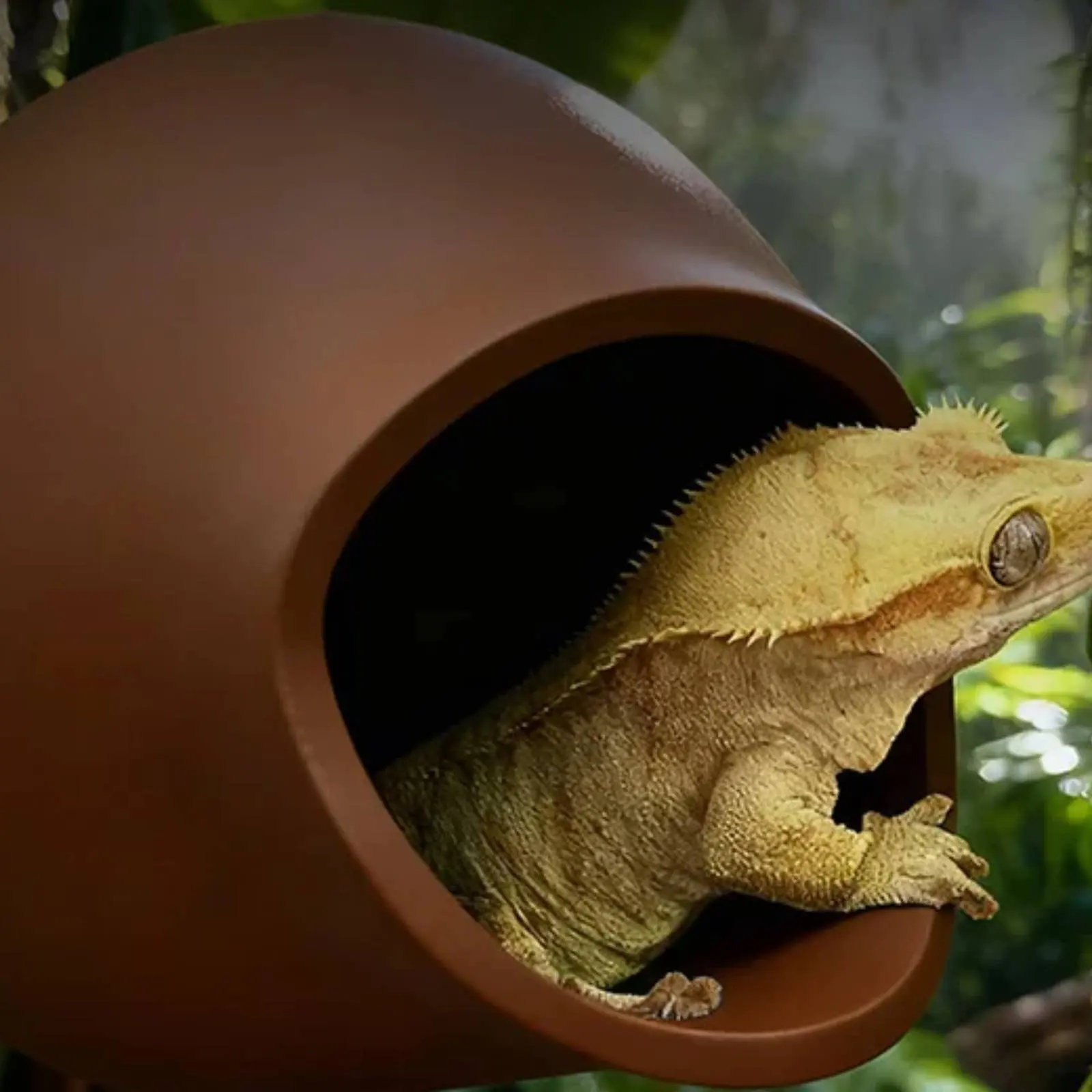 Tree Hide Cave Suction Cup Mount Gecko Hide House Animal Resting Hut Shedding Area Animal Cave Eco-Friendly for Frog Keepers
