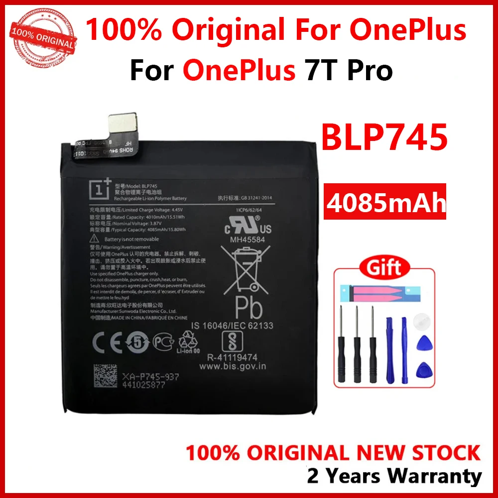 100% New Original 4085mAh BLP745 Battery For Oneplus 7T Pro One Plus 7 T Pro 7Tpro Replacement Batteries With Gifts