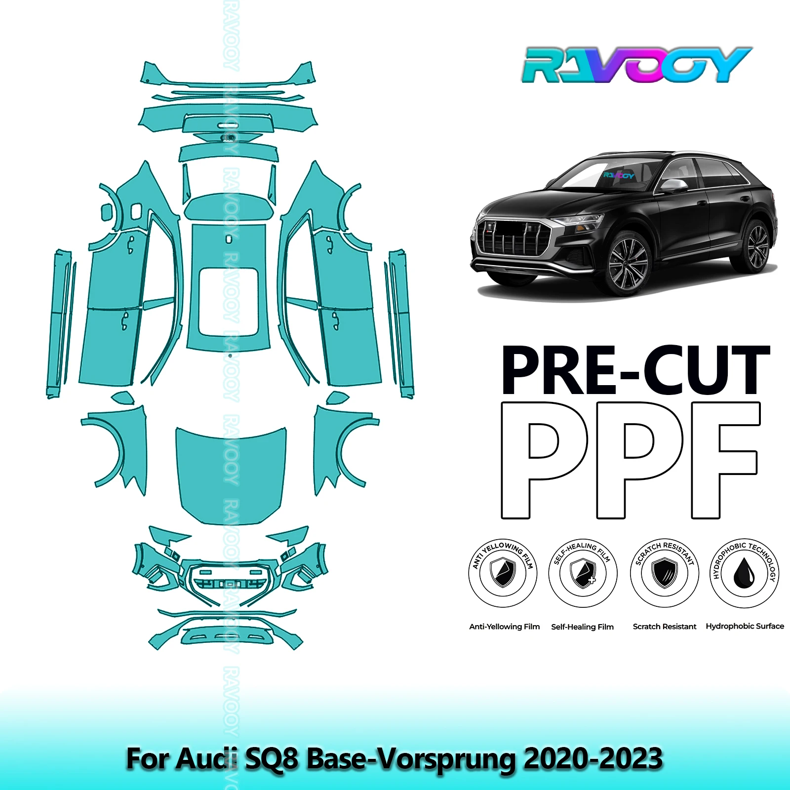 

Full Vehicle Clear Bra Precut PPF Paint Protection Film For Audi SQ8 Base-Vorsprung 2020-2023