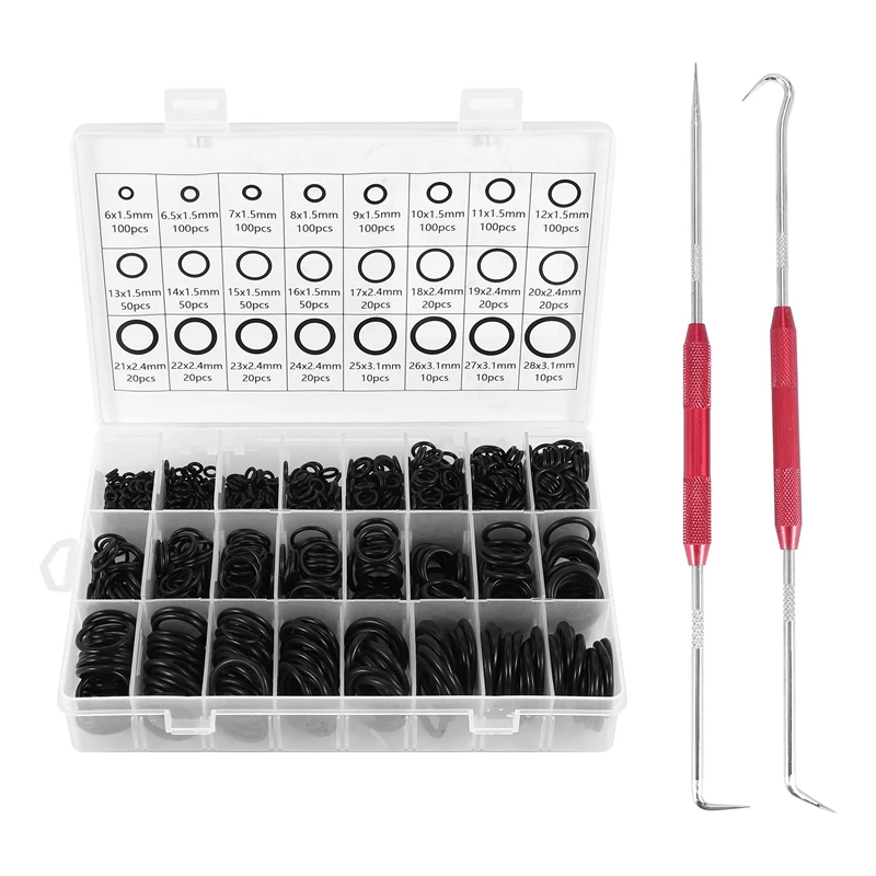 Nitrile Rubber O Ring Set With Hook Tools NBR Seal Rings Gasket Oring Oil-Resistant Sealing O-Ring Kit